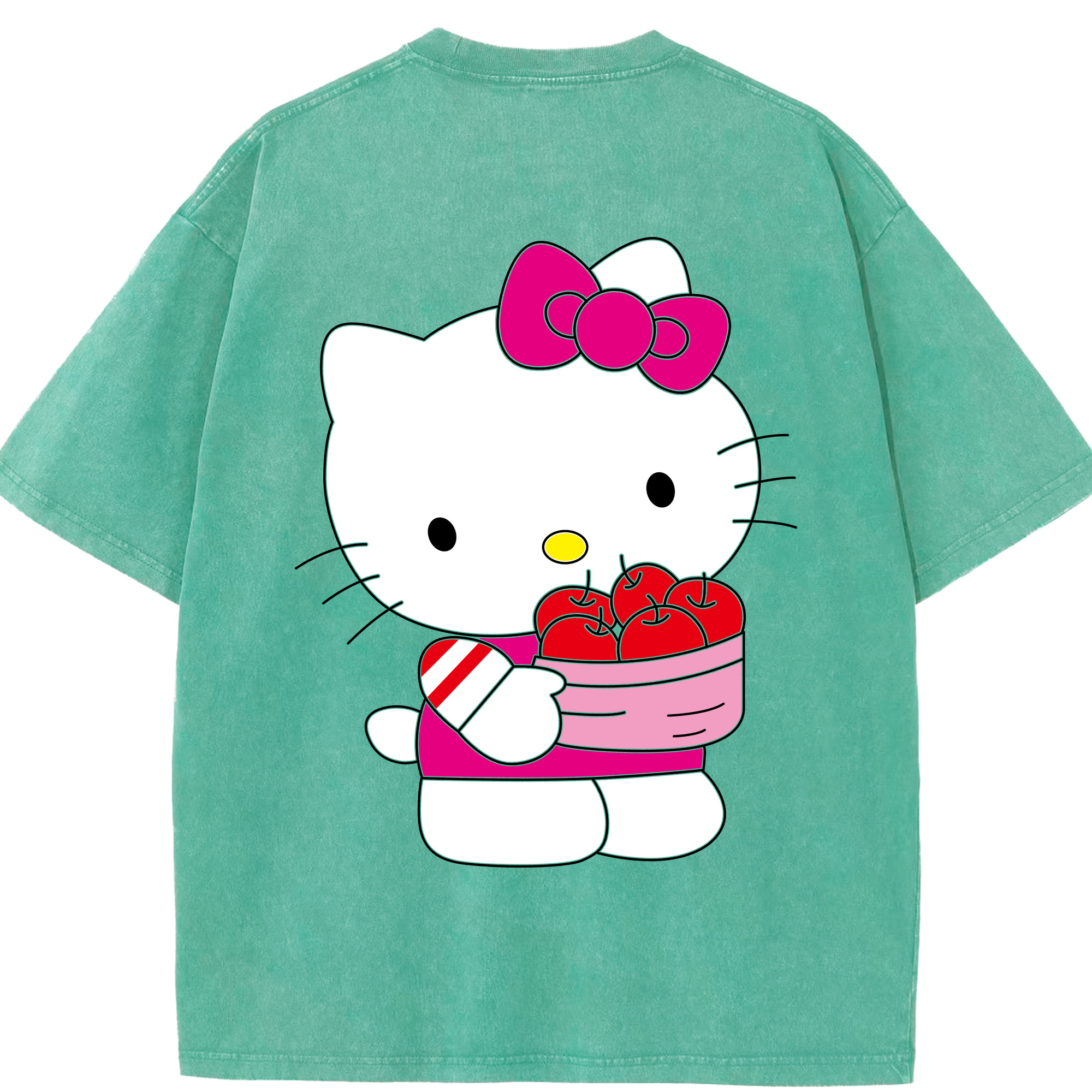 （画像用） Hello Kitty ハローキティ 綿100% ヴィンテージ風 半袖Tシャツ（背面プリント）